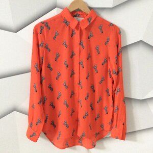 Elegant Orange Patterned Women's Blouse